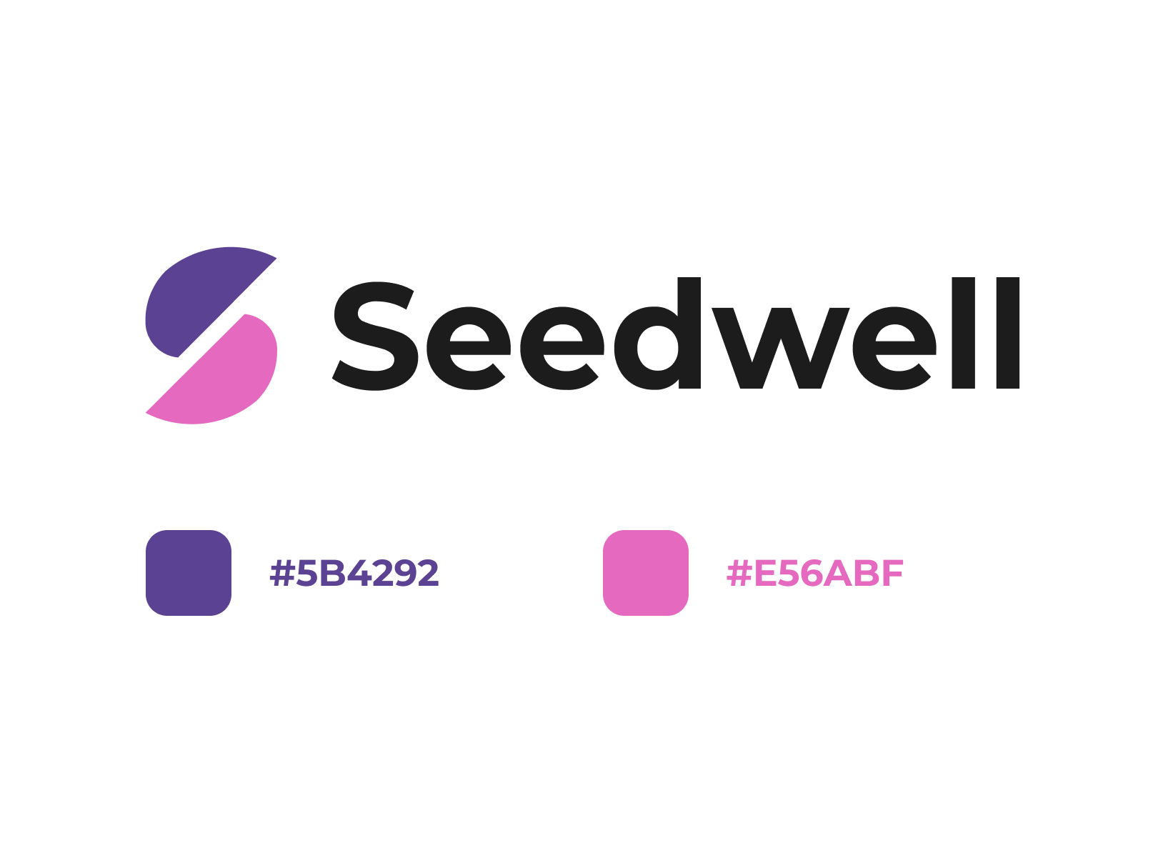Seedwell logo with the palette: 5B4292 and E56ABF